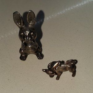 RABBIT AND BULL FIGURES STERLING SILVER??